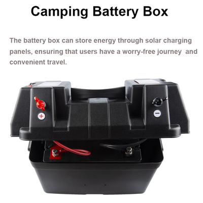 एलईडी लाइट के साथ पीपी कार मरीन बोट सोलर चार्जिंग स्टोरेज आउटडोर कैंपिंग बैटरी बॉक्स