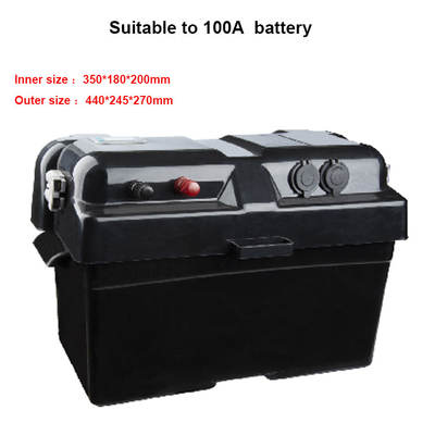 आउटडोर प्लास्टिक पनरोक 100A 12V बैटरी बॉक्स, साहसिक कैम्पिंग बैटरी बॉक्स